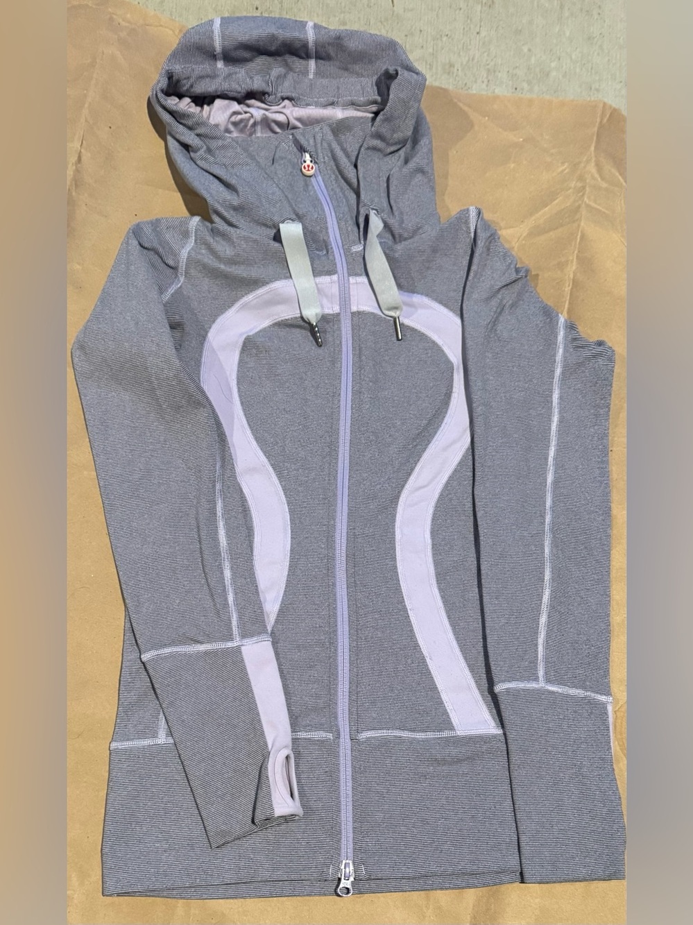 Lululemon Stride Jacket Brushed Lilac Coal Wee Stripe Size 4 Full Zip Hoodie EUC